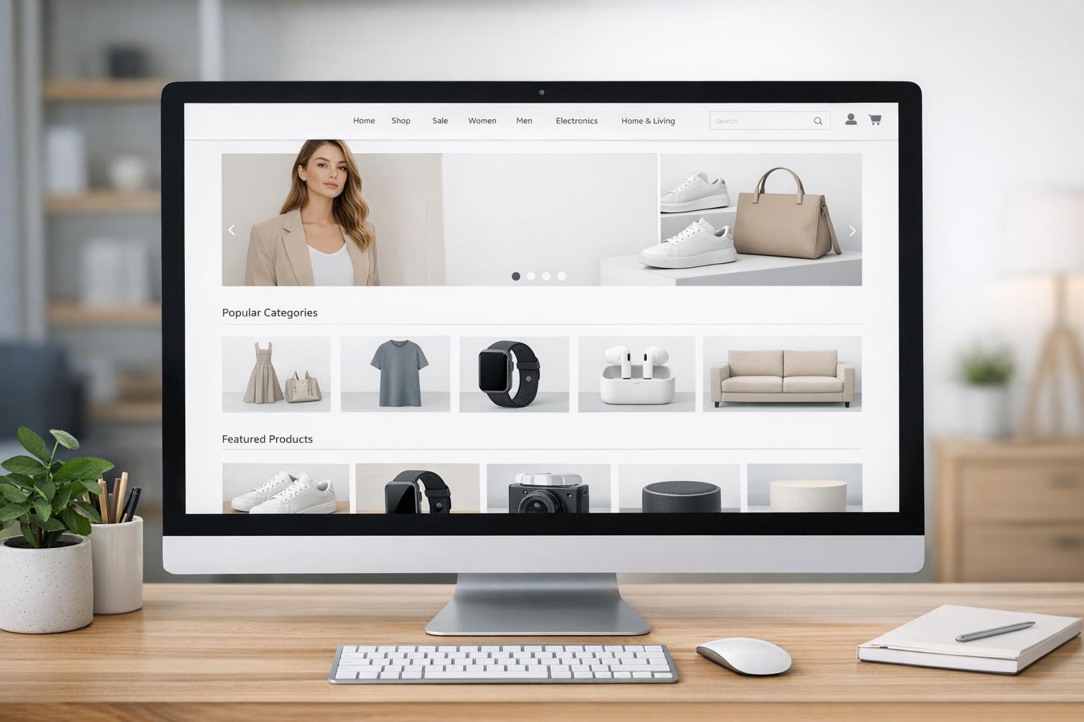 zdjęcie: nowoczesny interfejs sklepu internetowego na monitorze